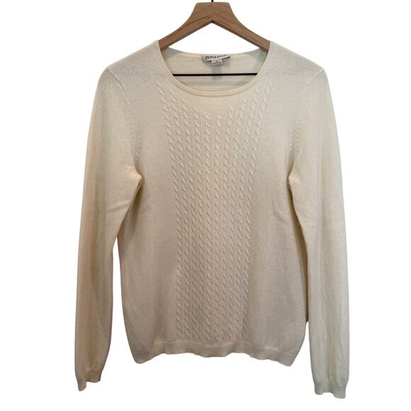 Pendleton 100% Cashmere Cable Knit Sweater Ivory M Vintage - Picture 2 of 13